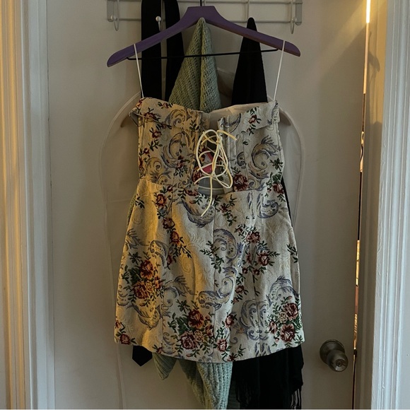 EDIKTED Floral Tapestry Lace-Up Back Strapless Minidress - Picture 6 of 8
